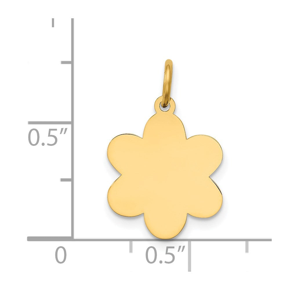14k Plain .013 Gauge Engravable Flower Disc Charm