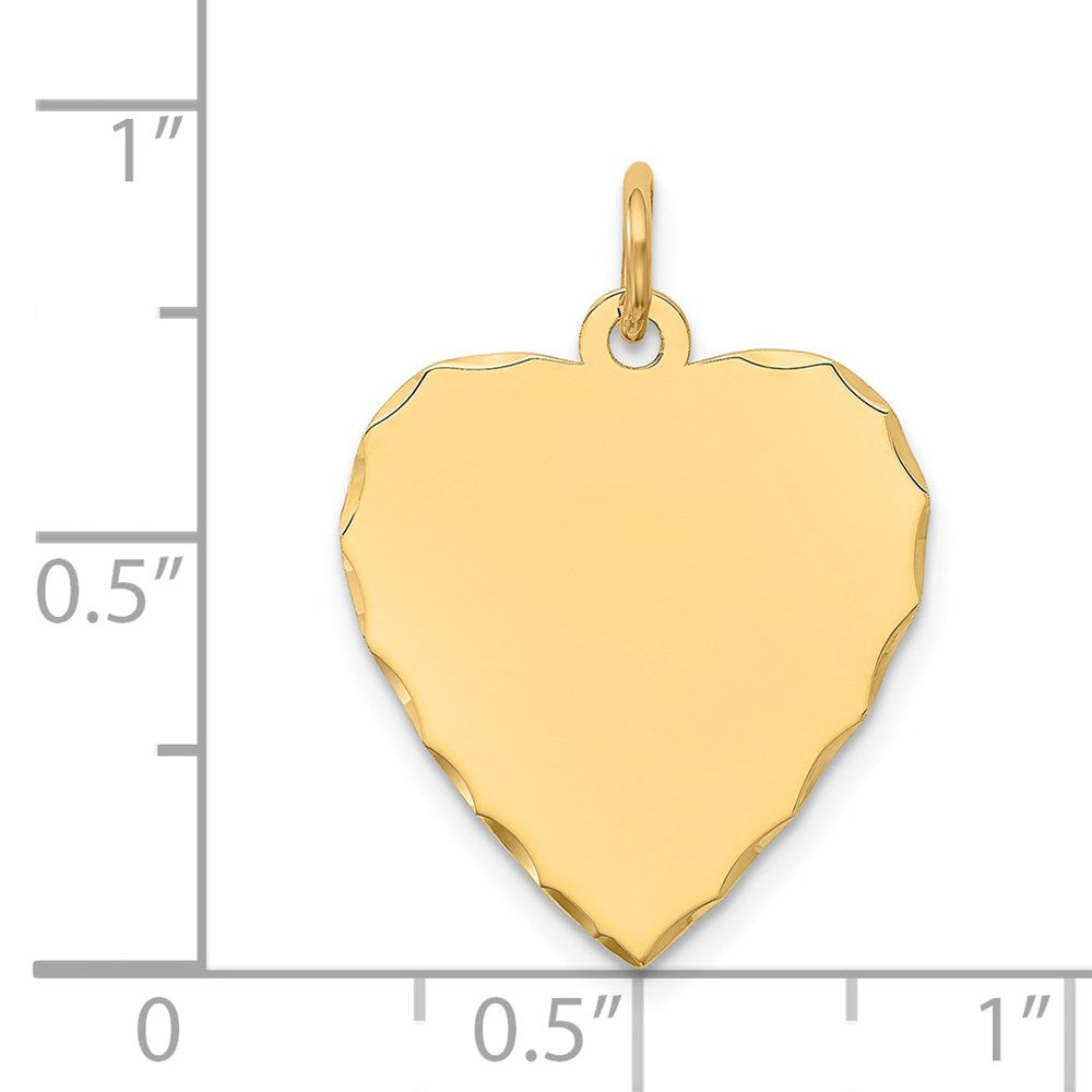 14k Etched .027 Gauge Engravable Heart Disc Charm