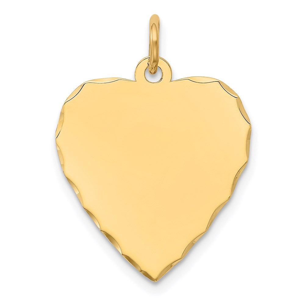14k Etched .027 Gauge Engravable Heart Disc Charm
