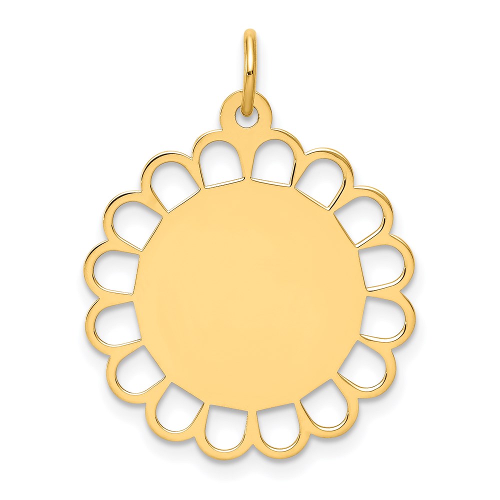 14k Plain .011 Gauge Engravable Flower Disc Charm