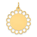 14k Plain .013 Gauge Engravable Flower Disc Charm