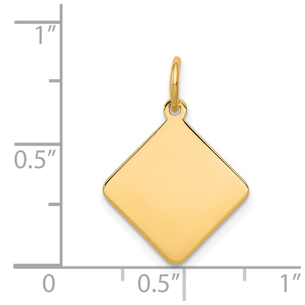 14k Plain .018 Gauge Diamond-Shaped Engravable Disc Charm