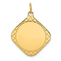 14k Patterned .018 Gauge Diamond-Shaped Engravable Disc Charm