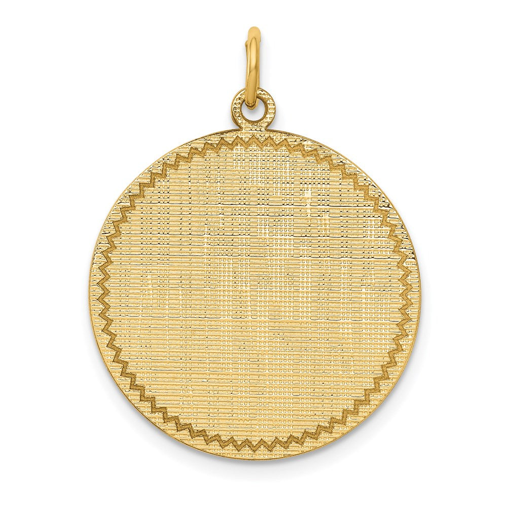14k Patterned .018 Gauge Circular Engravable Disc Charm