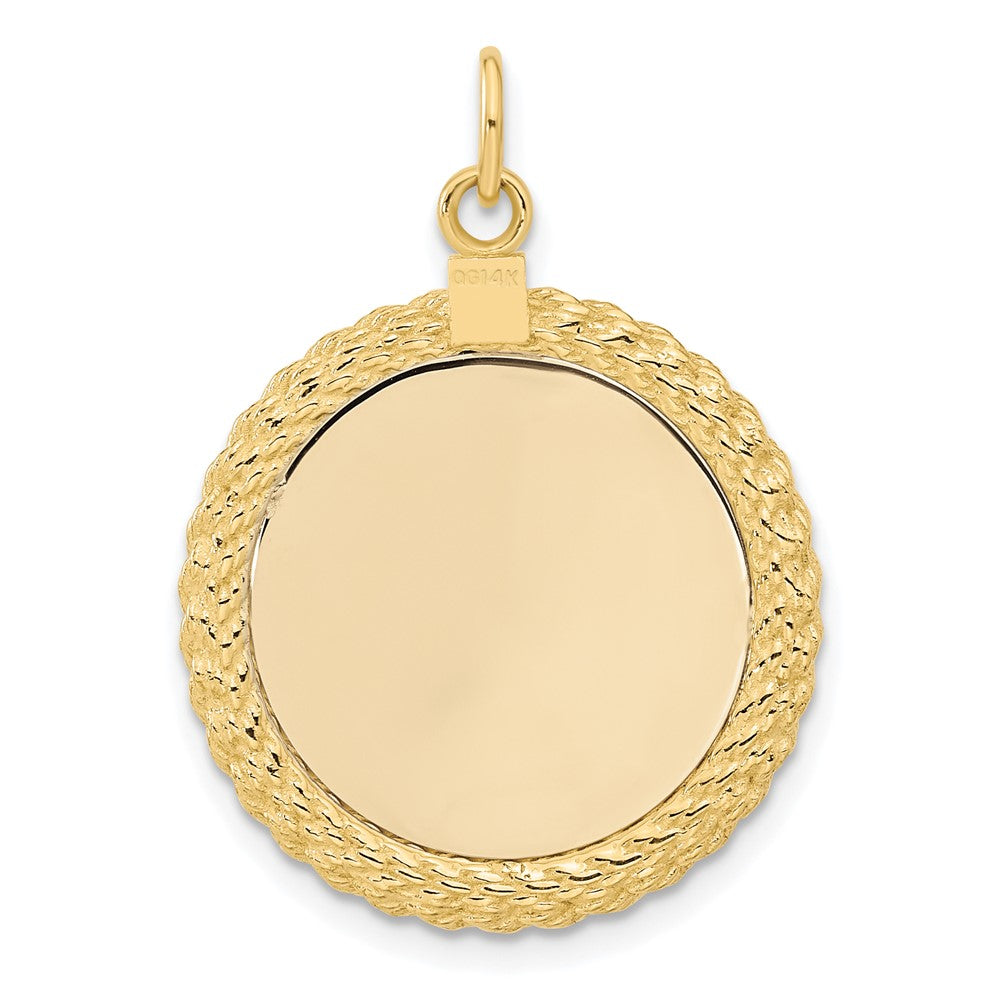 14k Plain .013 Gauge Circular Engravable Disc with Rope Charm