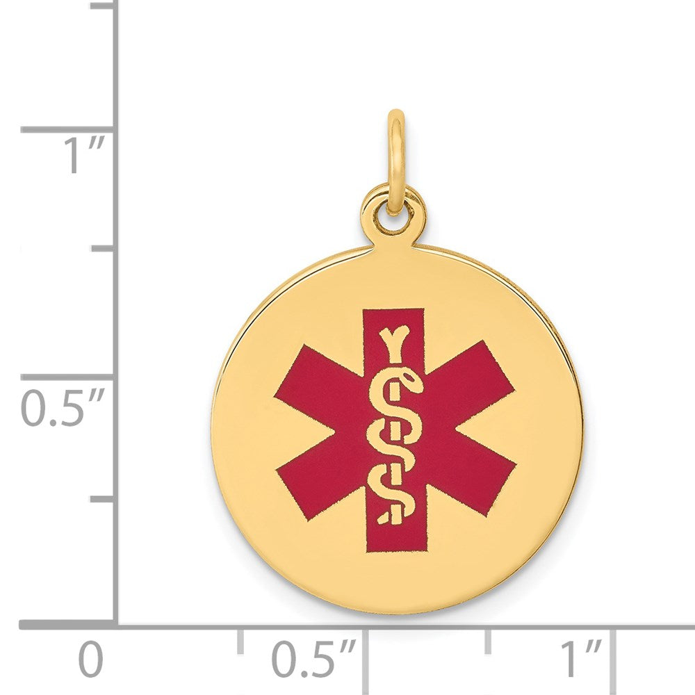 14k Red Enamel Medical Jewelry Pendant