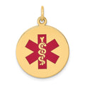 14k Red Enamel Medical Jewelry Pendant