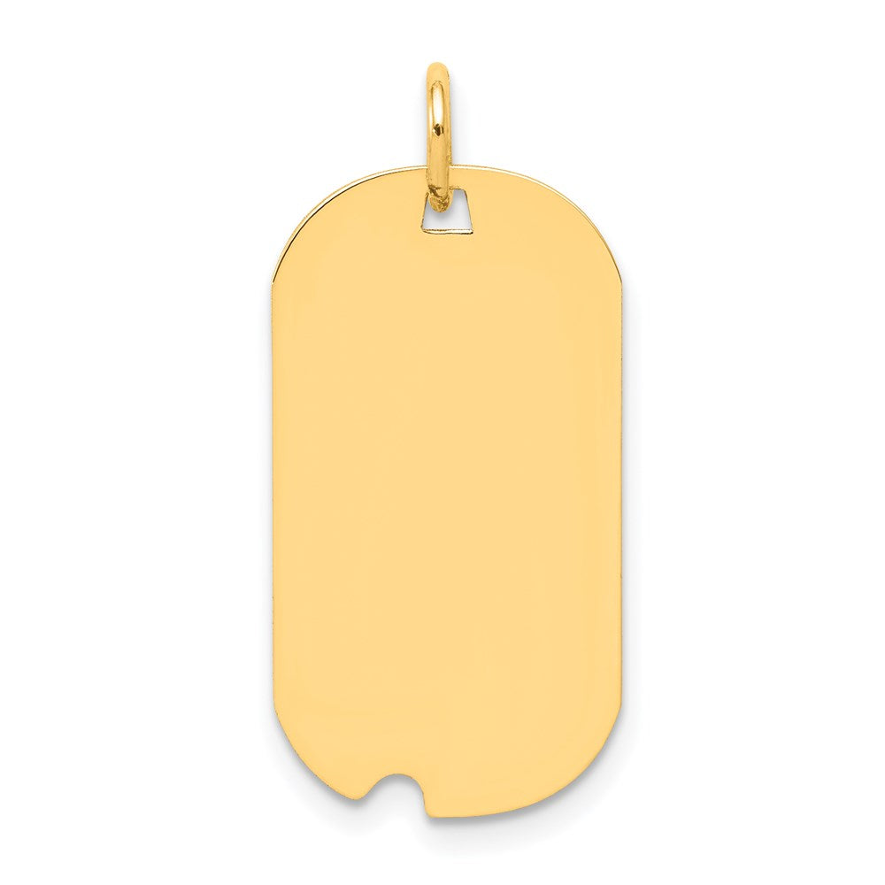 14k Plain .035 Gauge Engravable Dog Tag w/Notch Disc Charm
