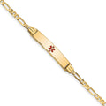 14K Medical Red Enamel Figaro ID Bracelet