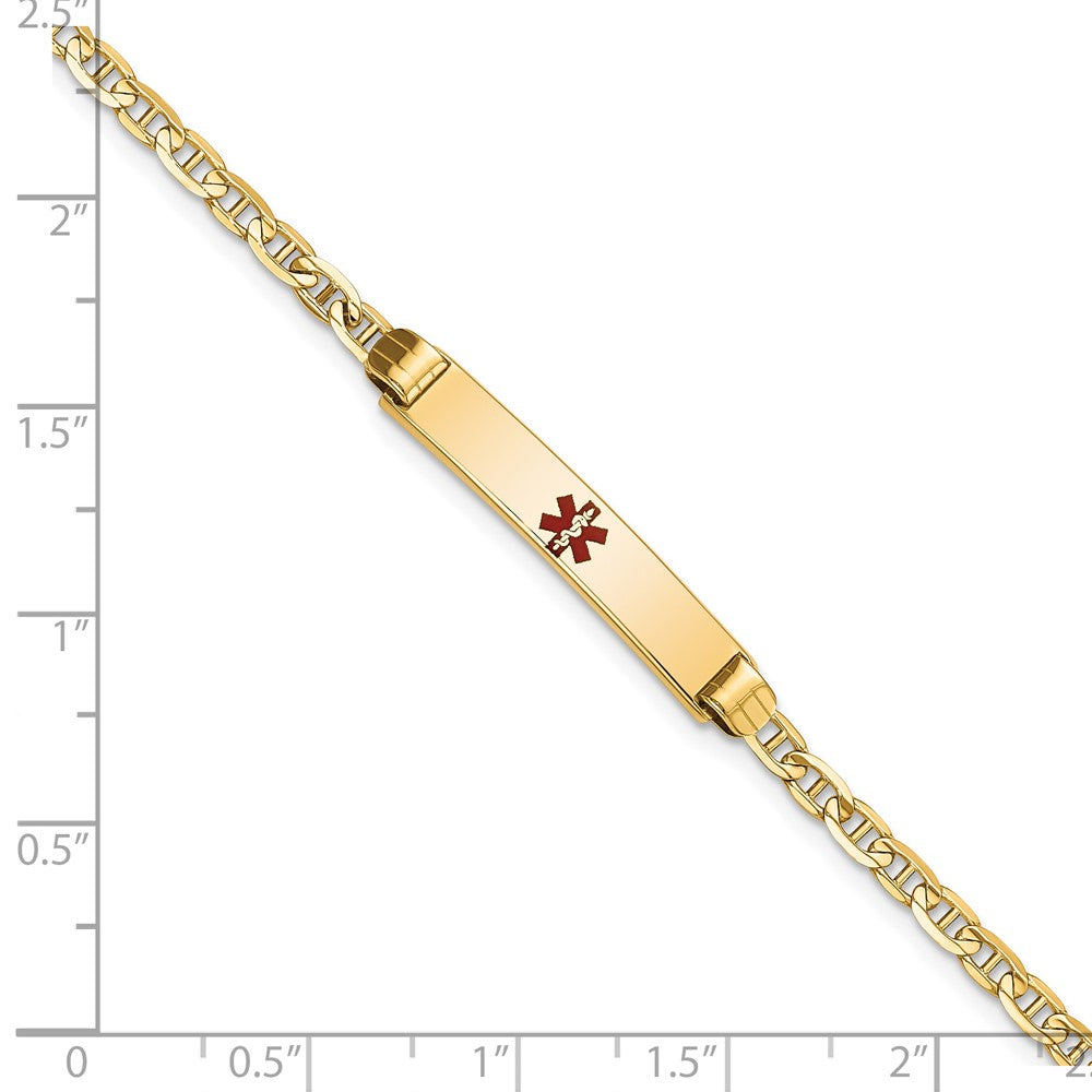 14K Medical Red Enamel Anchor ID Bracelet