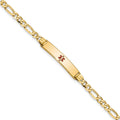 14K Medical Red Enamel Figaro ID Bracelet
