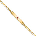 14K Semi-solid Medical Polished Red Enamel Figaro ID Bracelet
