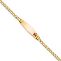 14K Medical Semi-Solid Soft Diamond Shape Red Enamel ID Cuban ID Bracelet