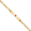14K Medical Red Enamel Flat Figaro Link ID Bracelet