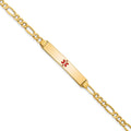 14K Semi-solid Medical Red Enamel ID Bracelet