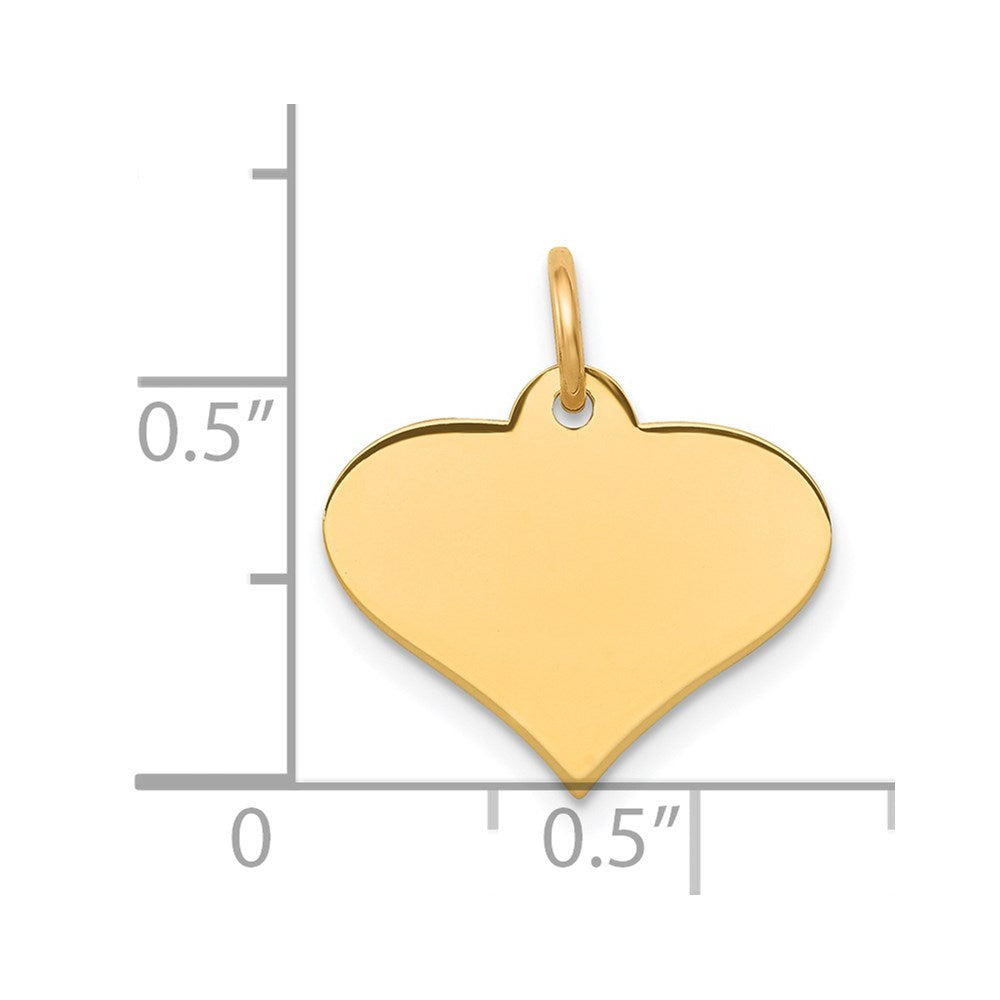 14k Plain .011 Gauge Engraveable Heart Disc Charm