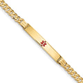 14K Medical Red Enamel Curb Link ID Bracelet
