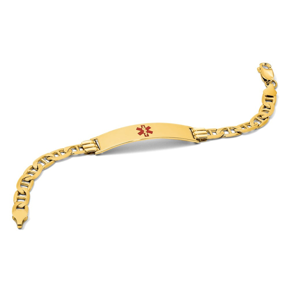 14K Medical Red Enamel Anchor ID Bracelet