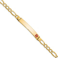 14K Semi-Solid Medical Polished Red Enamel Figaro ID Bracelet