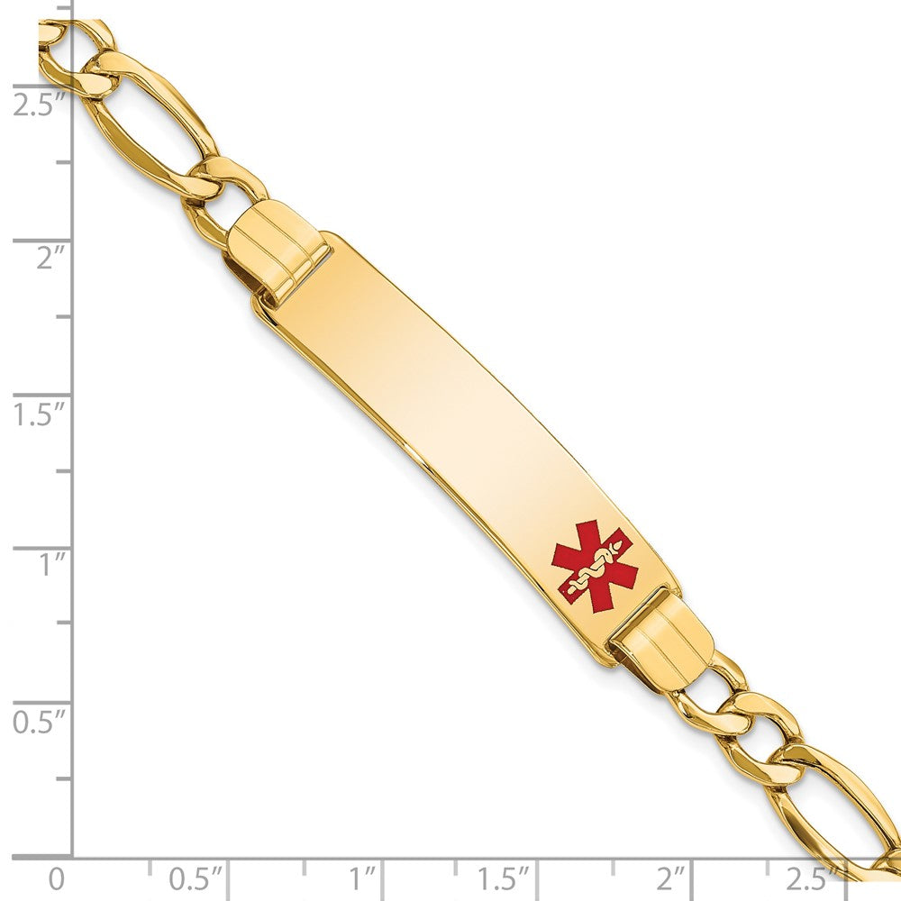 14K Semi-Solid Medical Polished Red Enamel Figaro ID Bracelet