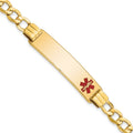 14K Semi-solid Medical Red Enamel Curb Link ID Bracelet