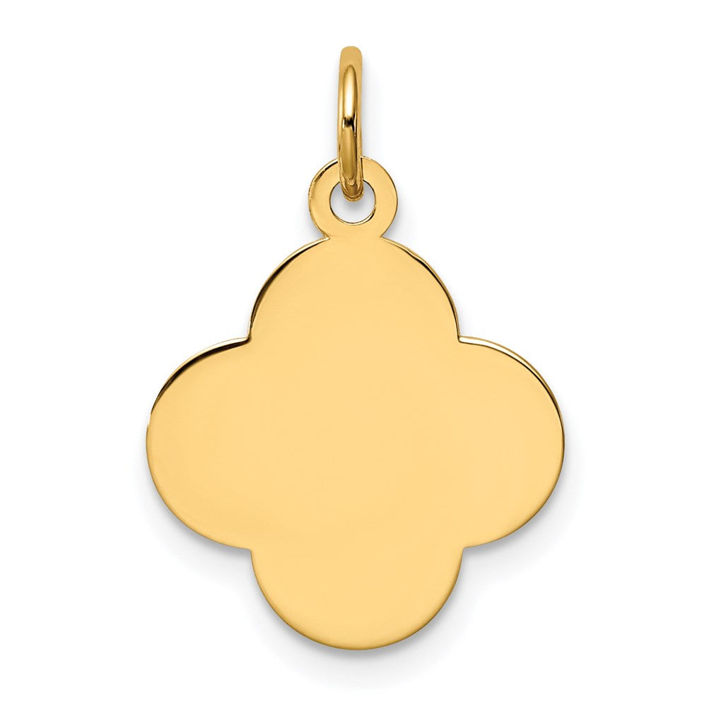 14k Plain .018 Gauge Engravable Quatrefoil Disc Charm