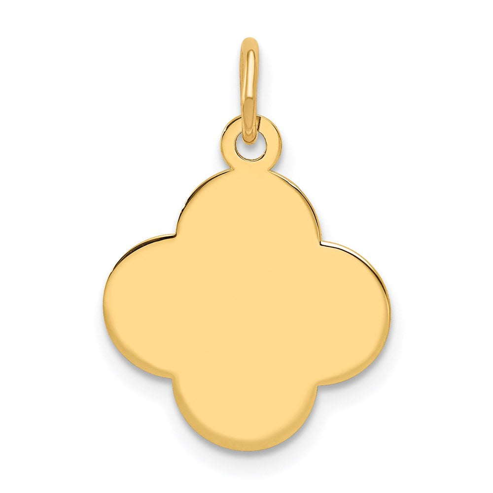 14k Plain .018 Gauge Engravable Quatrefoil Disc Charm