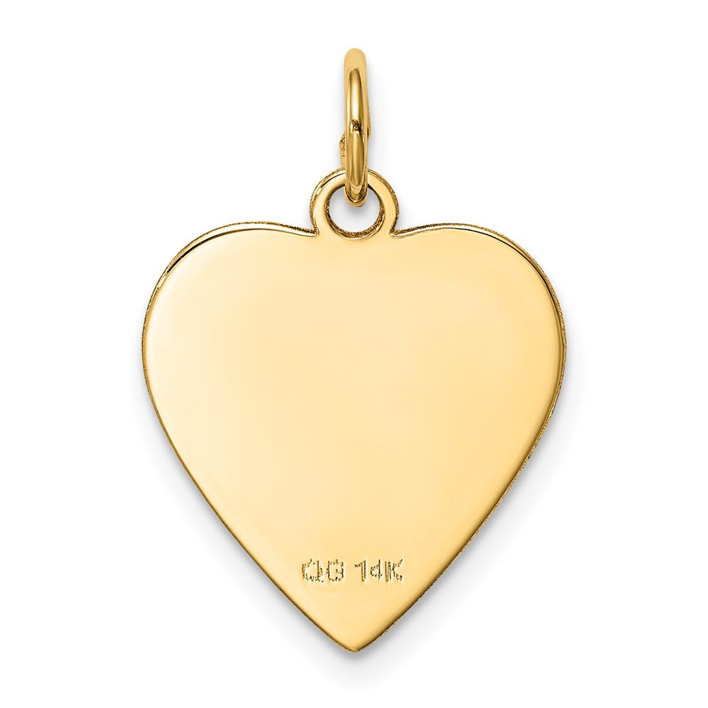 14k Plain .018 Gauge Heart Engravable Disc Charm