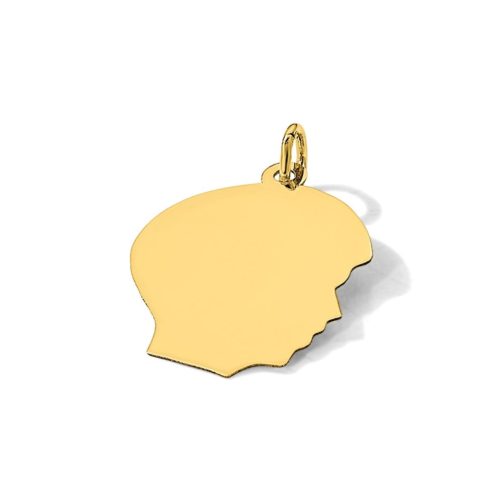 14k Plain Medium .011 Gauge Facing Right Engravable Boy Head Charm