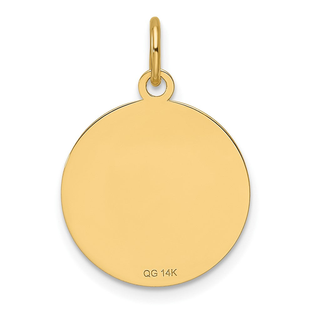 14k Plain .013 Gauge Engravable Round Disc Charm