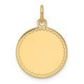 14k Plain .011 Gauge Engravable Round Disc Charm