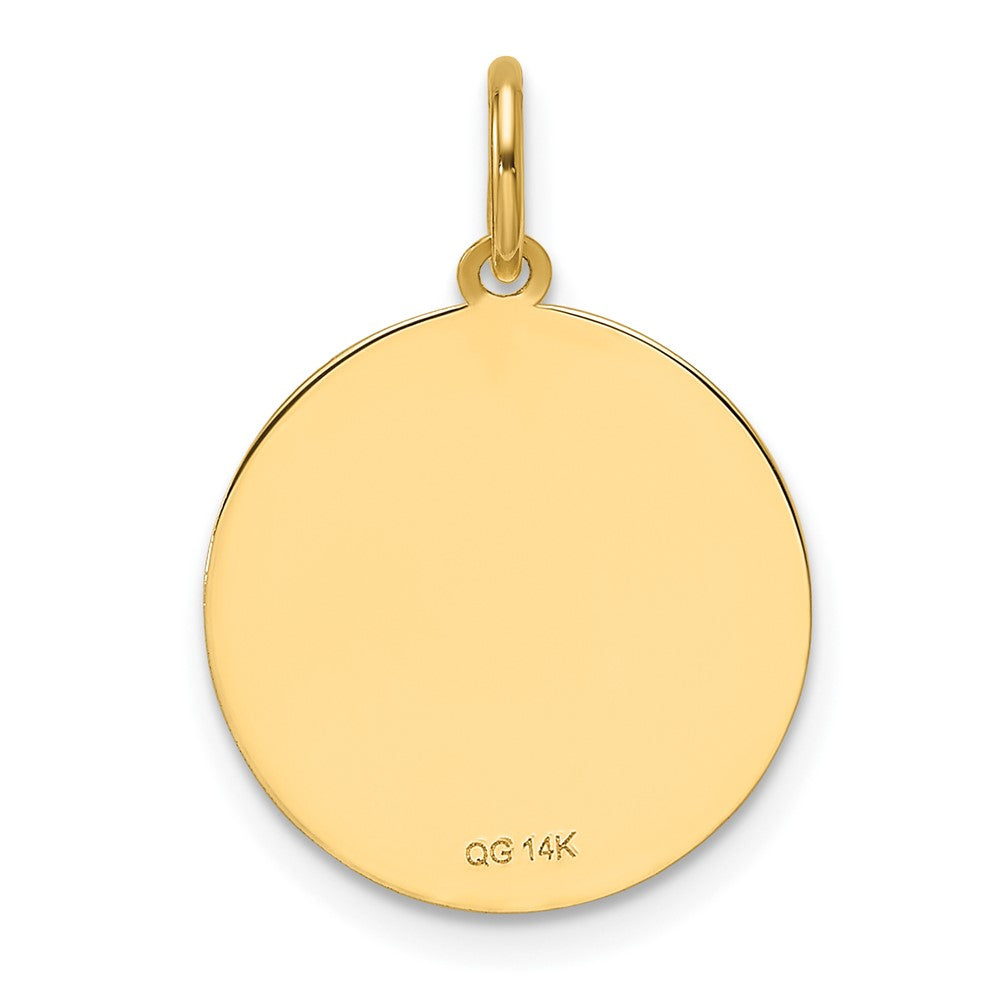 14k Plain .013 Gauge Engravable Round Disc Charm