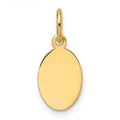 14k Plain .013 Gauge Engravable Oval Disc Charm