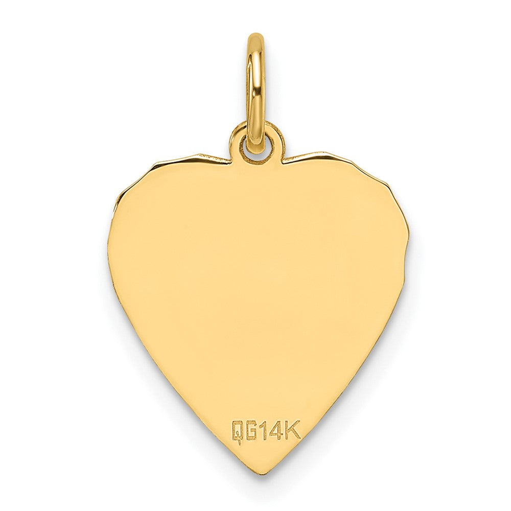 14k Etched .013 Gauge Engravable Heart Disc Charm