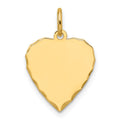 14k Etched .018 Gauge Engravable Heart Disc Charm