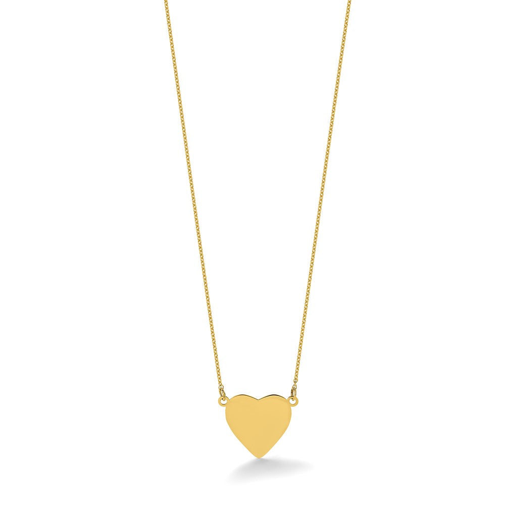 14k Plain .013 Gauge Heart Engravable Disc Necklace