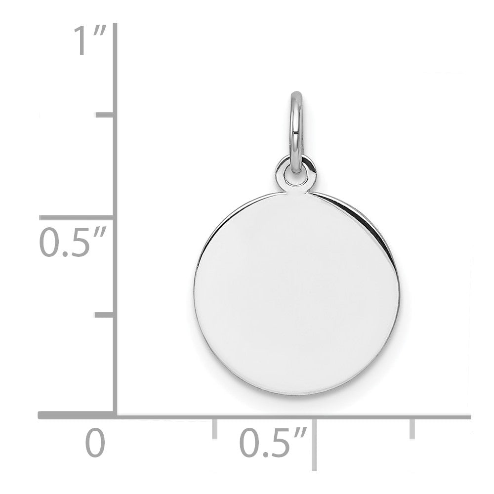 14k White Gold Plain .011 Gauge Circular Engravable Disc Charm