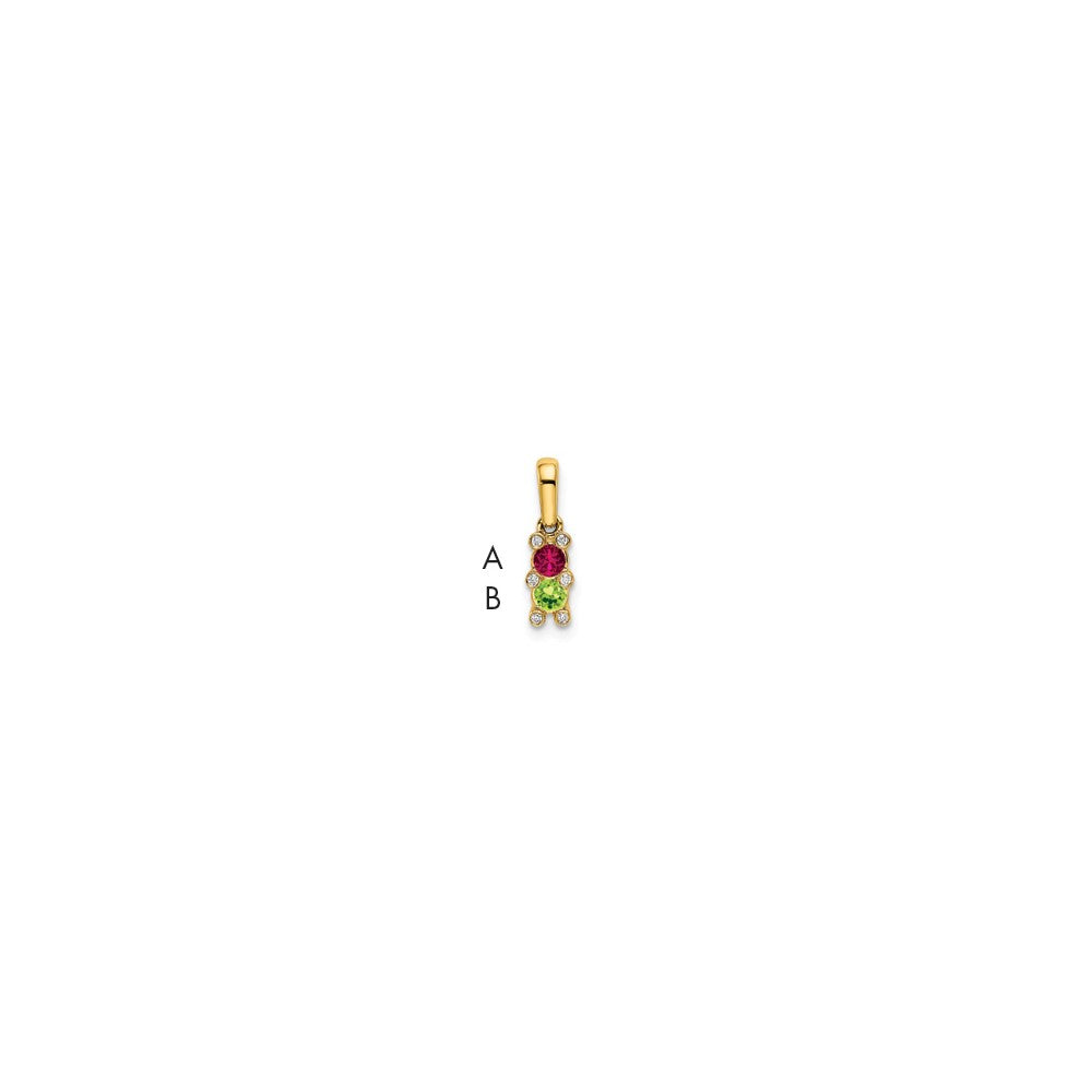 14KY Family Jewelry Synthetic Stone & Diamond Set Pendant