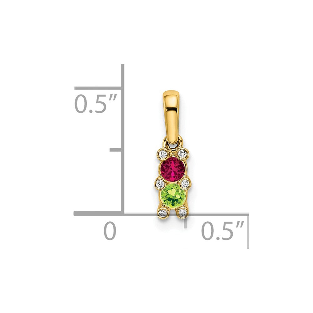 14KY Family Jewelry Synthetic Stone & Diamond Set Pendant