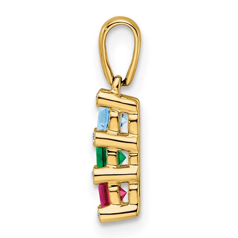 14K Family Jewelry Geniune Stone & Diamond Set Pendant