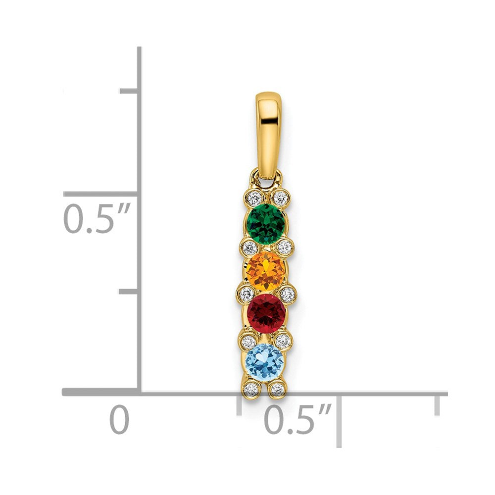 14K Family Jewelry Synthetic Stone & Diamond Set Pendant
