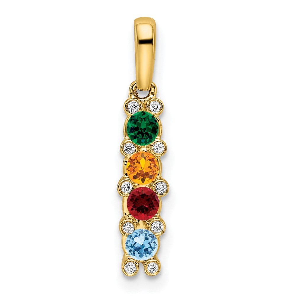 14K Family Jewelry Synthetic Stone & Diamond Set Pendant