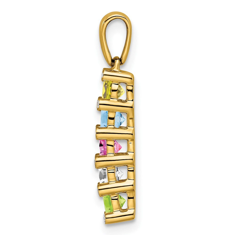 14K Family Jewelry Synthetic Stone & Diamond Set Pendant