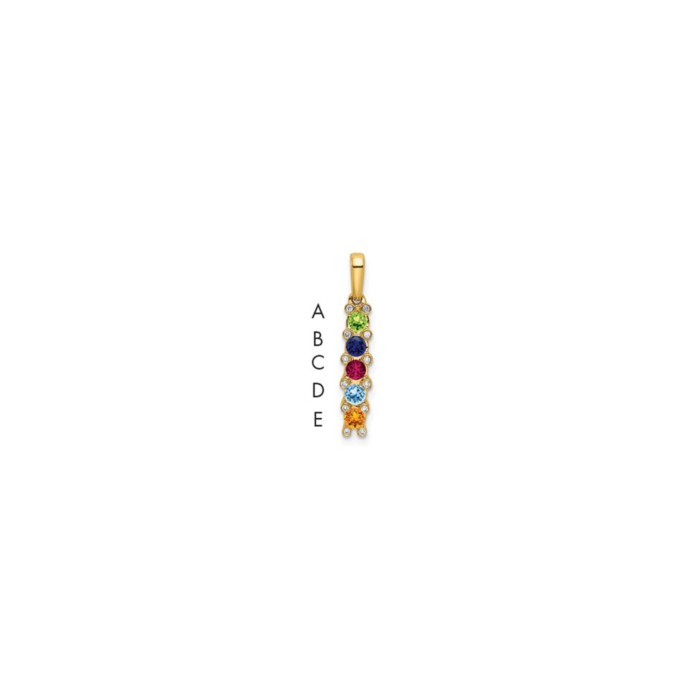 14K Family Jewelry Geniune Stone & Diamond Set Pendant