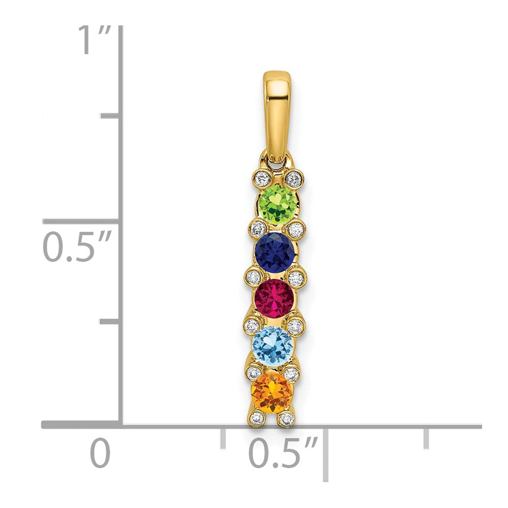 14K Family Jewelry Geniune Stone & Diamond Set Pendant