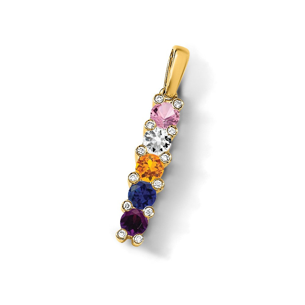 14K Family Jewelry Synthetic Stone & Diamond Set Pendant