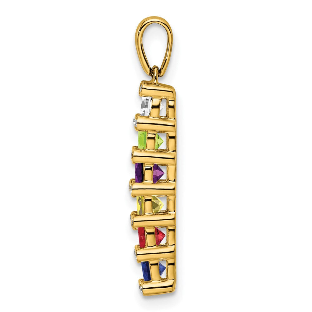 14K Family Jewelry Geniune Stone & Diamond Set Pendant