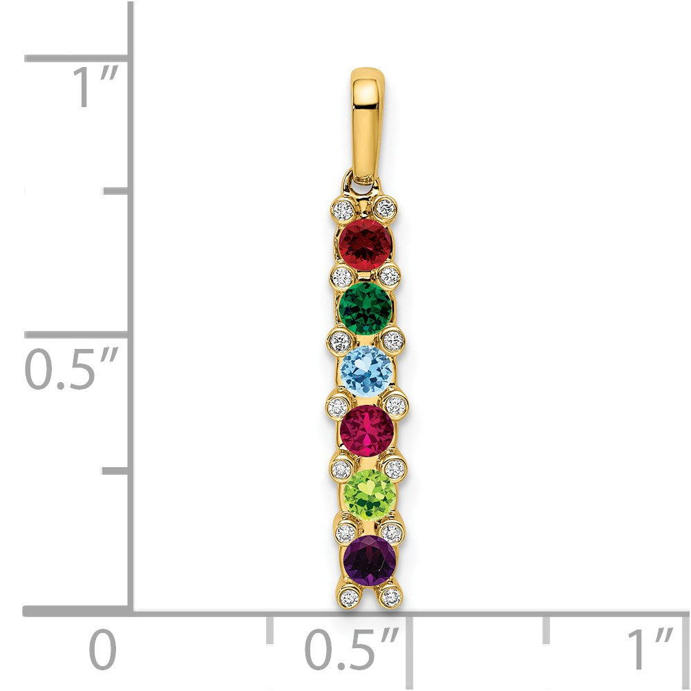 14K Family Jewelry Geniune Stone & Diamond Set Pendant
