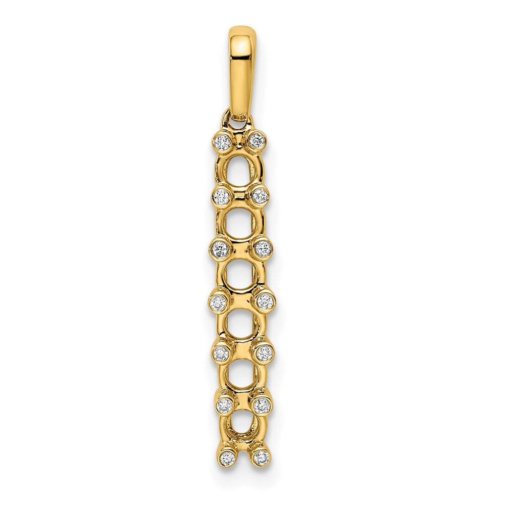 14K Family Jewelry Synthetic Stone & Diamond Set Pendant