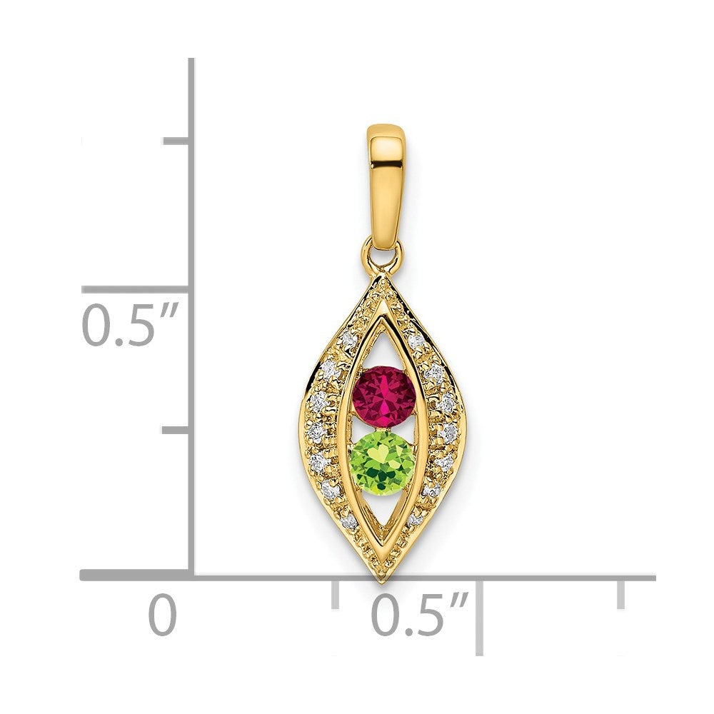 14K Family Jewelry Genuine Stone & Diamond Set Pendant